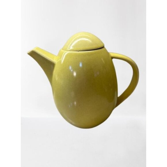 Vtg Made in Sweeden Tee Pot Hoganas Keramik Stengods Yellow Mid-Century 9" x 7" - Picture 4 of 12